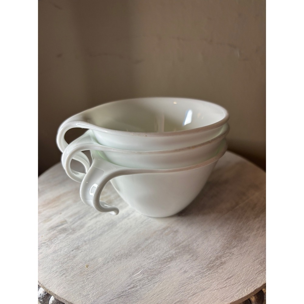 Corelle Winter Frost White Coffee Cups Set of 3 hook Handle Mid Century Modern - Picture 3 of 14